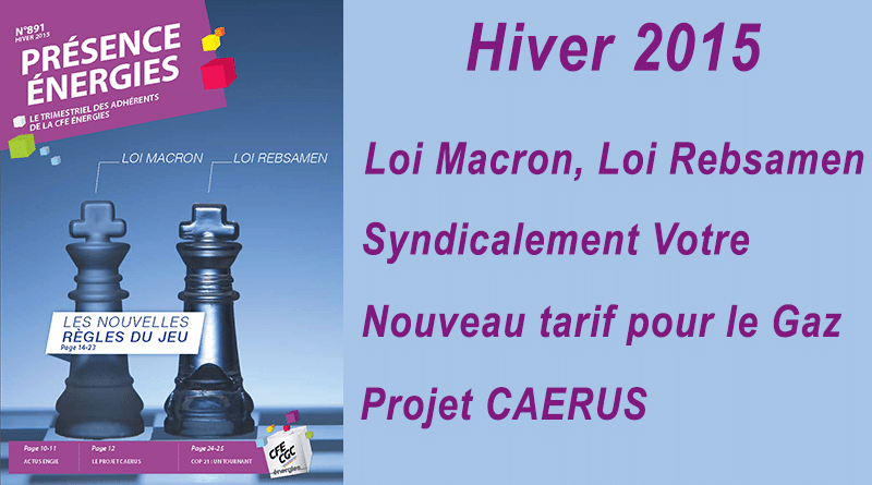 Présence Energies n° 891 – Hiver 2015 Présence Energies n° 891 – Hiver 2015