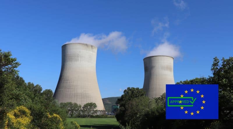 centrale nucléaire et drapeau europeen